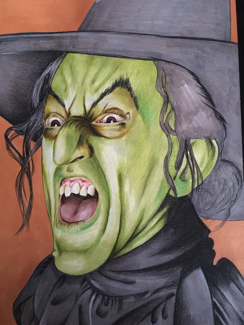 Wicked Witch of the West Original drawing .FanART A4. The Etsy