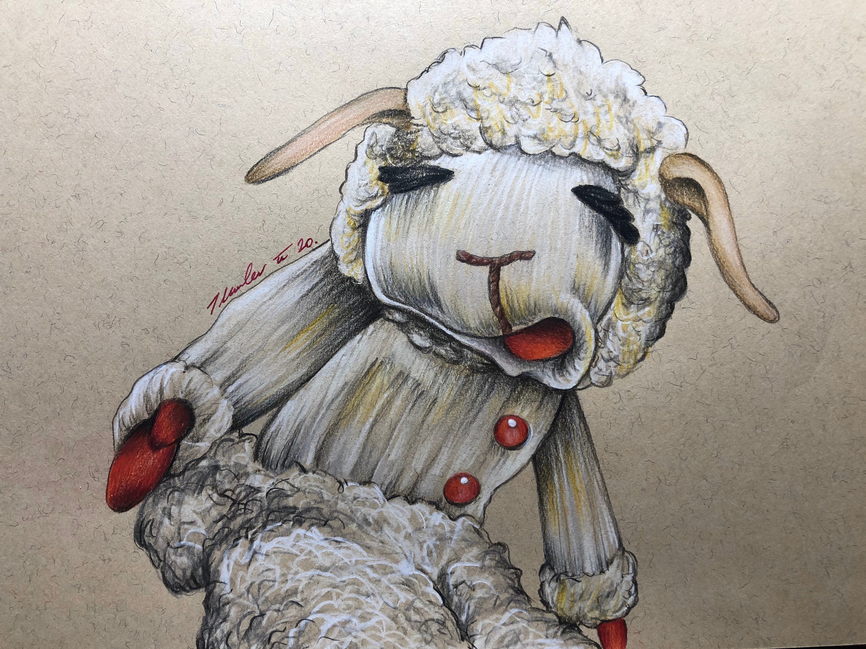 Lamb Chop original pencil drawing . Fanart . Etsy