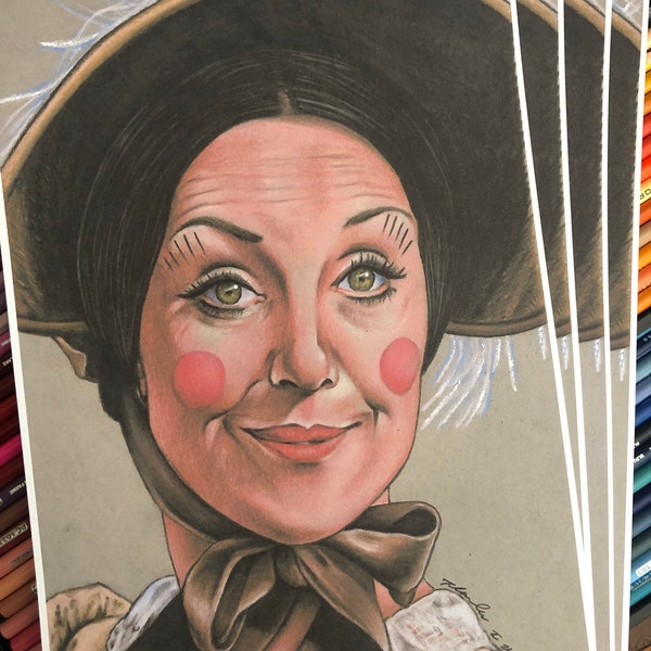 PRINT .. Una Stubbs fan-art . Aunt Sally . A4 . Signed print . Worzel Gummidge