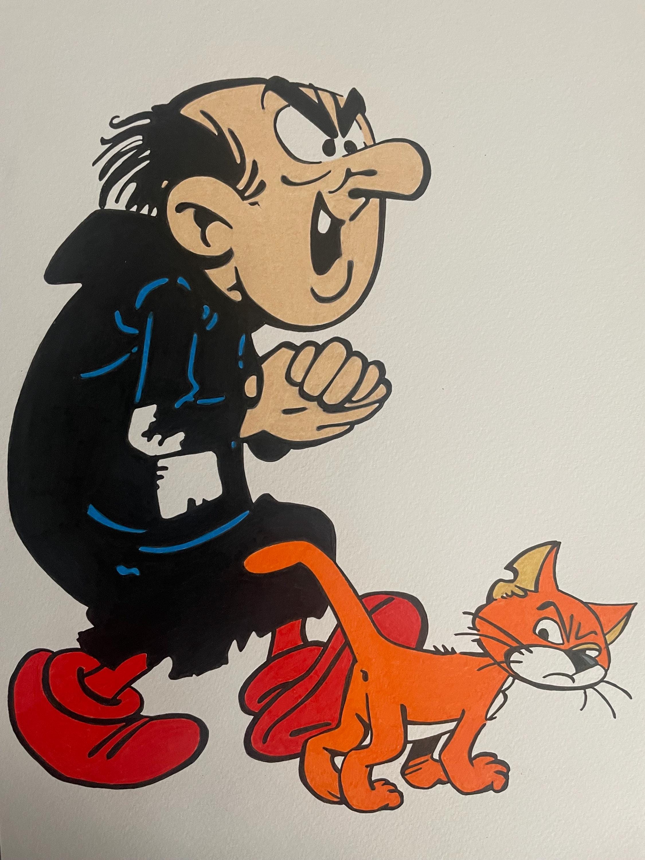 ガーガメルとアズラエルのファンアート オリジナルペン/インク画。英国