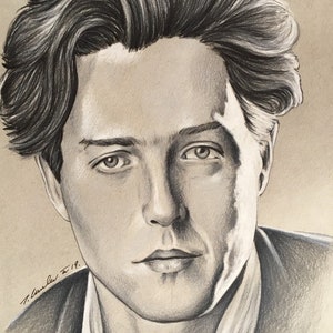 Hugh Grant original pencil drawing .A4 fan-art.