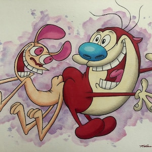 The Ren & Stimpy Show Drawing / Painting . Original Fan-ART A4 new 2023