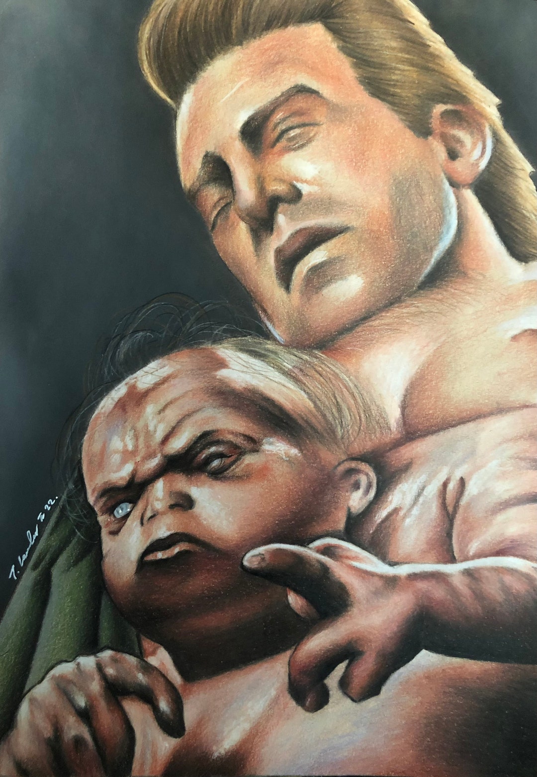 Kuato Total Recall Original Pencil Drawing .fanart A4. Open Your Mind(08)