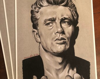 PRINT ... James Dean ...  fan-art . A4 . Signed print .