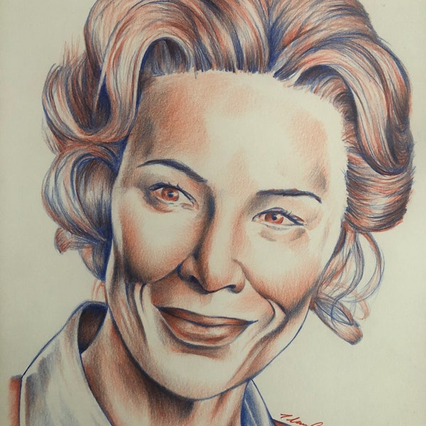 Cate Blanchett Original pencil drawing  Fan-ART A4. Mrs America Phyllis Schlafly Carol