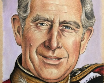 King Charles III Original pencil drawing .Fan-ART A4. New