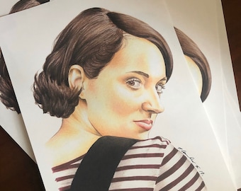 PRINT.... Phoebe Waller-Bridge ....fan-art . signed.. A4 Fleabag