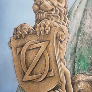 Return to Oz original pencil drawing .Fan-ART a4 . The Emerald City Lion Statue