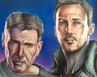 Blade Runner 2049 original drawing. fan-art . A4 Harrison Ford Ryan Gosling