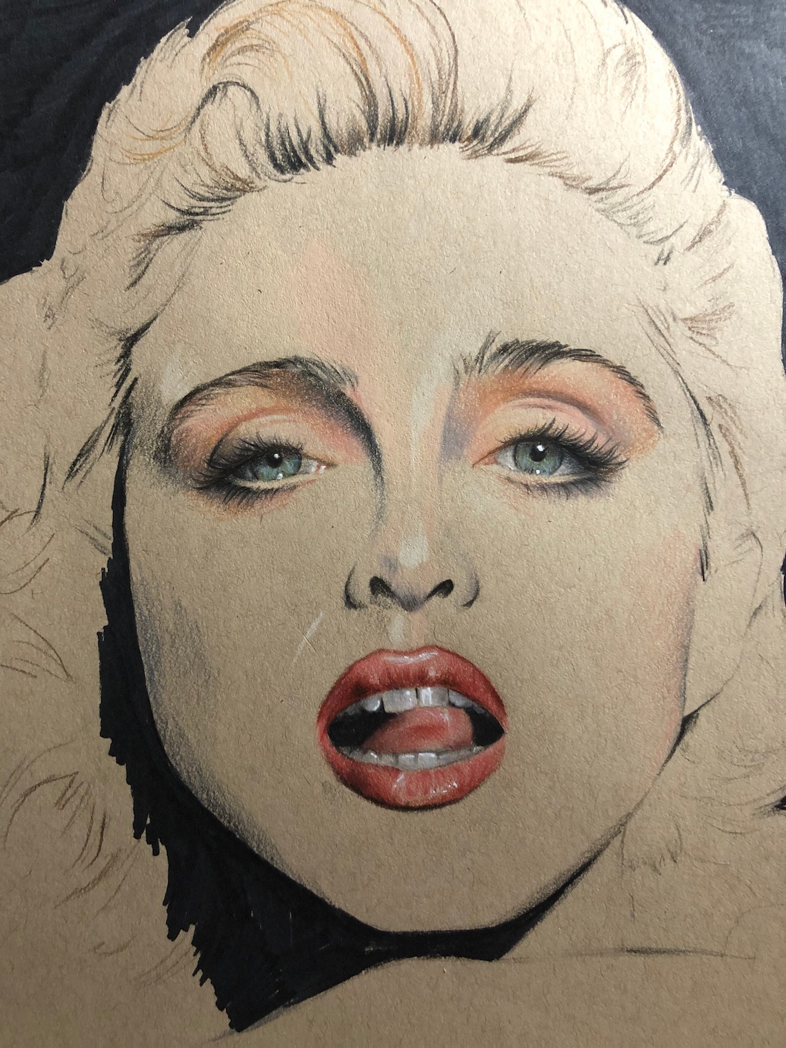 Madonna Original Pencil Drawing A4 Fanart . Live to Tell 80s Etsy