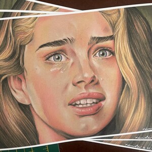 PRINT .. Brooke Sheilds  .. signed fan-art . uk A4 size . The Blue Lagoon Emmeline