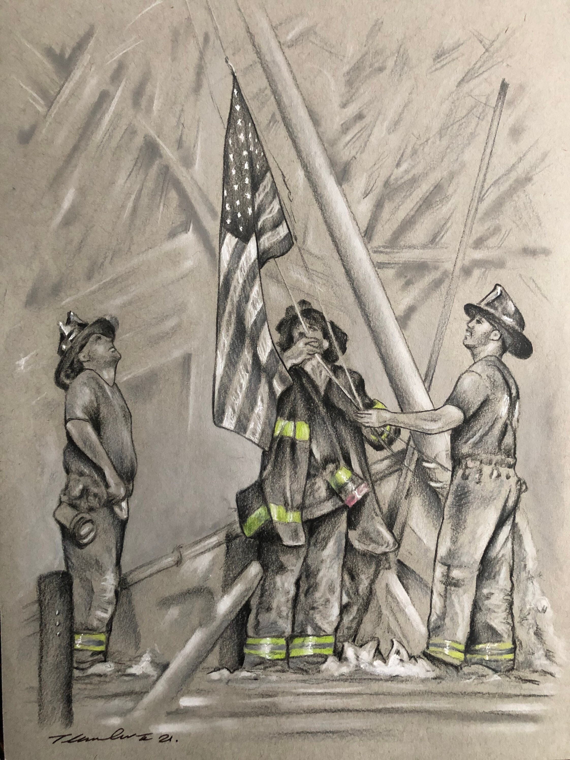 9 11 firefighter art