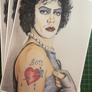 PRINT .. Frank N Furter .. signed Fan-ART A4. Tim Curry Rocky Horror