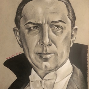 Bela Lugosi Dracula original pencil drawing. A4 fan-art. 1931 . New
