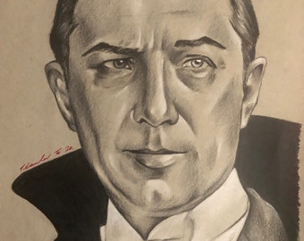 Bela Lugosi Dracula original pencil drawing. A4 fan-art. 1931 . New