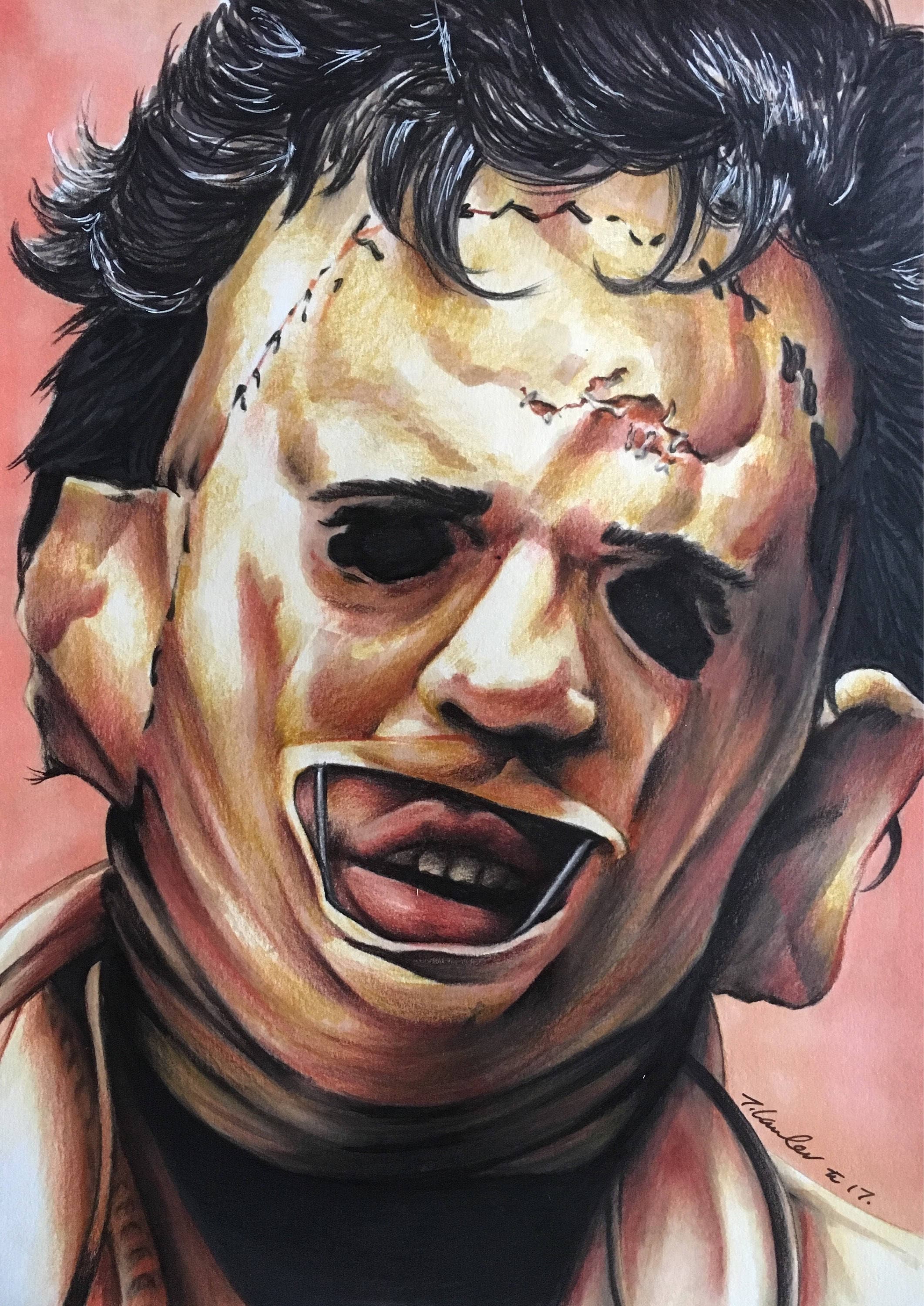 LeatherFace Original dibujo. Fan-ART A4. La matanza de Texas - Etsy España