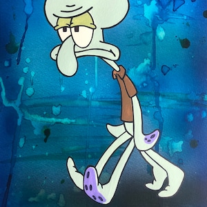 Squidward Painting / drawing. Original Fan-ART a4 Spongebob Squarepants