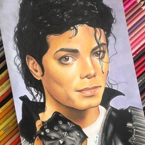 Michael Jackson Dessin original au crayon. Fan-ART A4. image 4