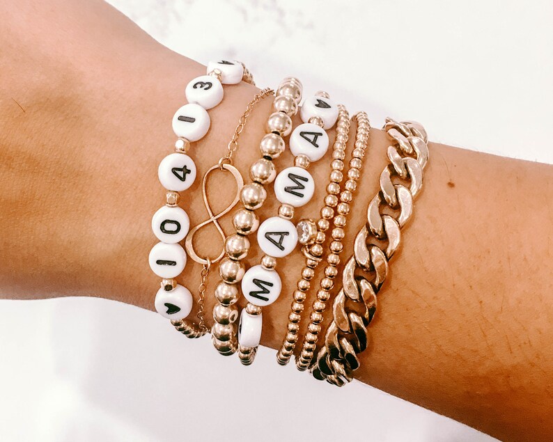 Gold Bead Name Bracelet 14k Gold Filled Beaded Bracelet Name Etsy