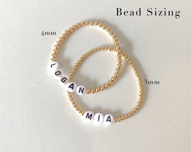 Gold Bead Name Bracelet 14k Gold Filled Beaded Bracelet Name Etsy