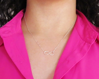 Sterling Silver Infinity Necklace, Custom Length