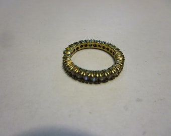 Vtg Gold Plated Sterling Silver & Channel Stones Statement Ring