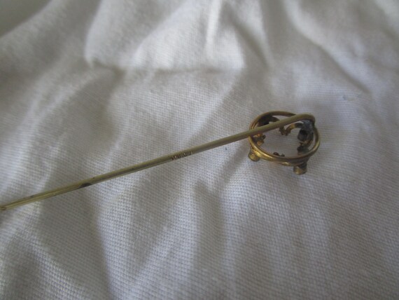 Antique Victorian Gold Filled Stickpin with Stones - image 3