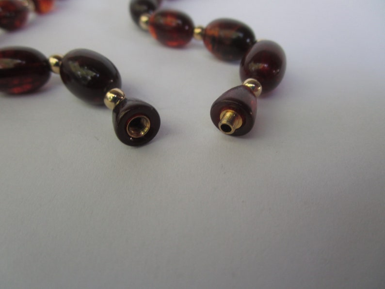 Quality Vintage Amber /& Gold Beaded Necklace