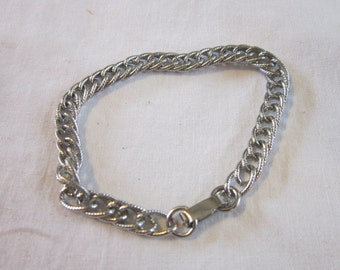 Vintage Silver Tone Charm Chain Bracelet Sweet