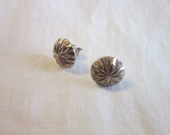 Vintage Pinwheel Star Sterling Silver Sparkling Pierced  Earrings Cute