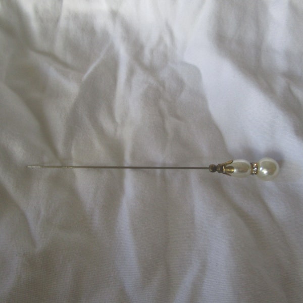 Vintage Stickpin Hatpin with Faux Pearls & Rhinestones