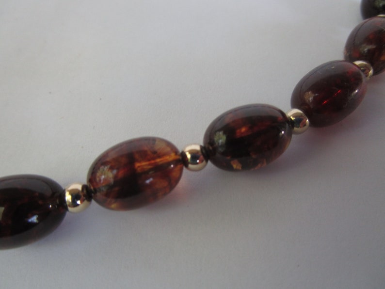 Quality Vintage Amber /& Gold Beaded Necklace