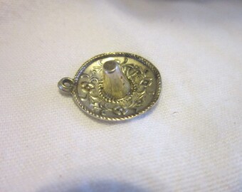 Vintage Sterling Silver Charm  Old Travel Charm Sombrero Mexico