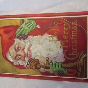 1914 Fancy Antique &quot; Hello Merry Christmas &quot; Stick Telephone Santa Claus Belsnickel