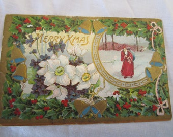 1913 Antique Fancy Embossed Santa Claus Belsnickel Christmas Postcard