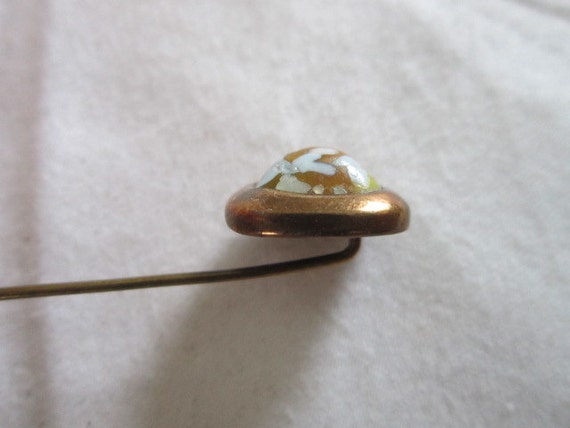 Antique Art Deco Art Glass & Gold Stick Pin - image 3