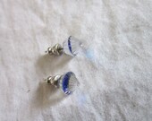 Vintage Wild Retro Cut Crystal Clear to Blue Stud Pierced Earrings