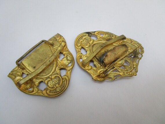 Antique Art Nouveau Fancy Brass Dress Belt Buckle - image 3