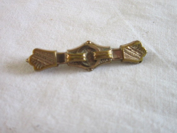 Antique Victorian Gold Filled Fancy Engraved Bar … - image 1