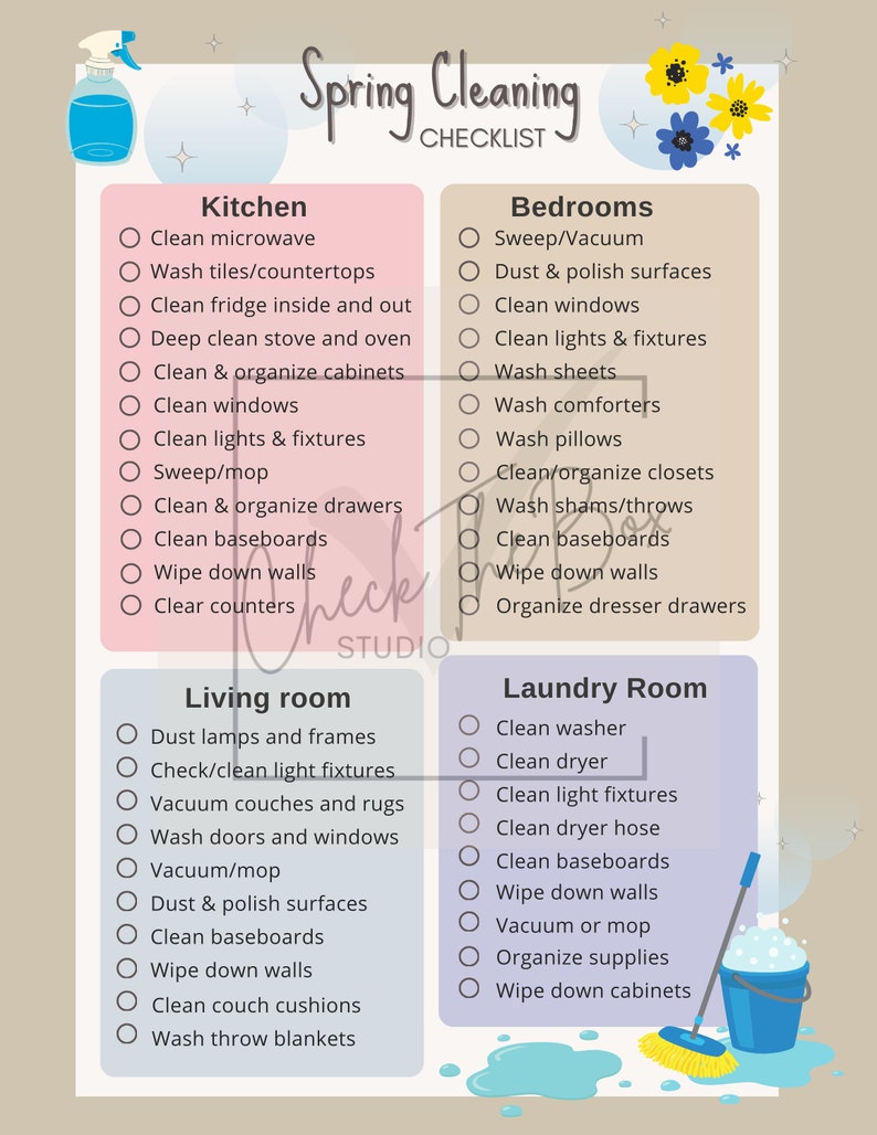 Spring Cleaning Email List Spring Cleaning Checklist | Printable Deep Cleaning Planner | Home ...