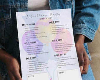 Lista de verificación para la planificación de fiestas de cumpleaños / Organizador de eventos imprimible / Cronograma de preparación de fiestas / Celebraciones para niños y adultos / Descarga instantánea