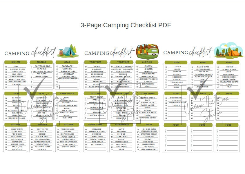 Camping Checklist Ultimate Camp Supply List Printable Tent Camping to ...