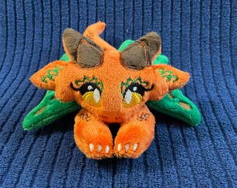 Pumpkin Butterfly Dragon Plushie | Cute and Kawaii Halloween Themed Stuffed Animal Decor Plush