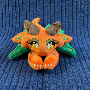 Pumpkin Butterfly Dragon Plushie | Cute and Kawaii Halloween Themed Stuffed Animal Decor Plush