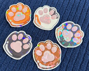 Cat Paw Stickers with Cute Toe Beans and Holographic