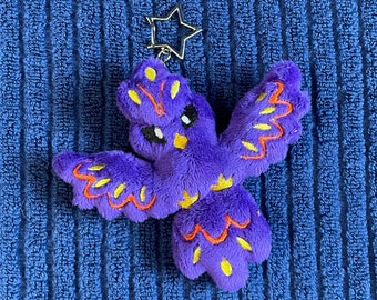 Purple Phoenix Keychain Plushie | Cute and Kawaii Fire Bird Plush Accessory