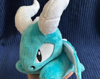 Water Dragon Plush with Blue and White Minky Fabric