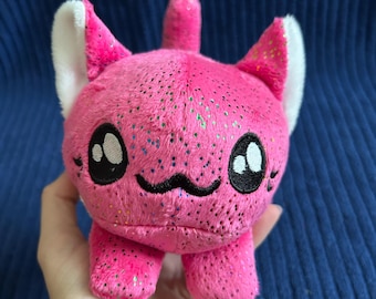 Pink Cat Plush: Animal Loaf Plushie with Glitter Minky