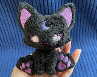 Moon Cat Plushie / Cute Celestial Witch Purple Plush for Decor and Travel