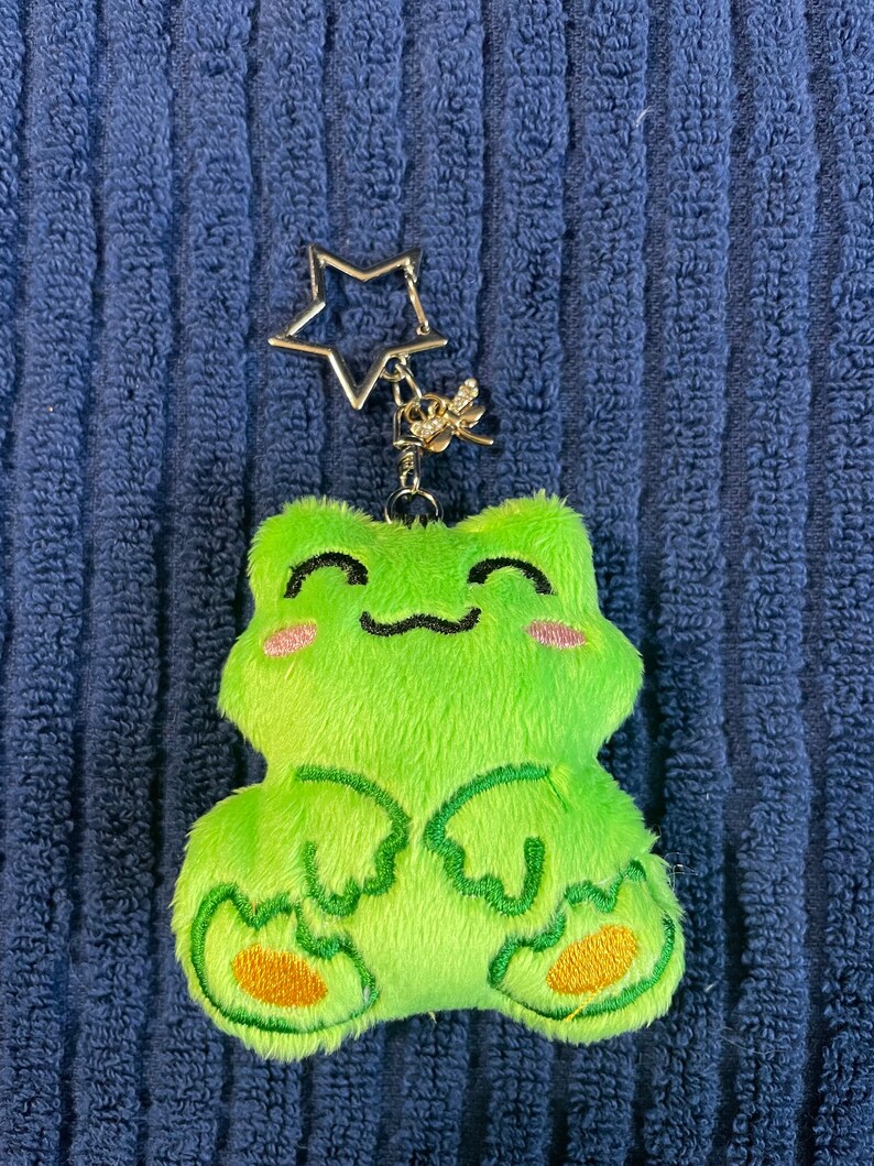 Cute Frog Plushie Keychain Kawaii Plush Accessory for Keys, Bag, or Purse image 3